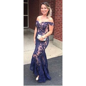 ASOS Navy blue lace gown